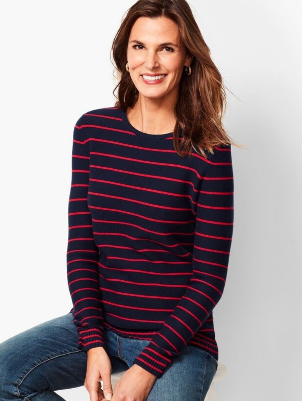Cashmere Blend Navy Striped Sweater Talbots